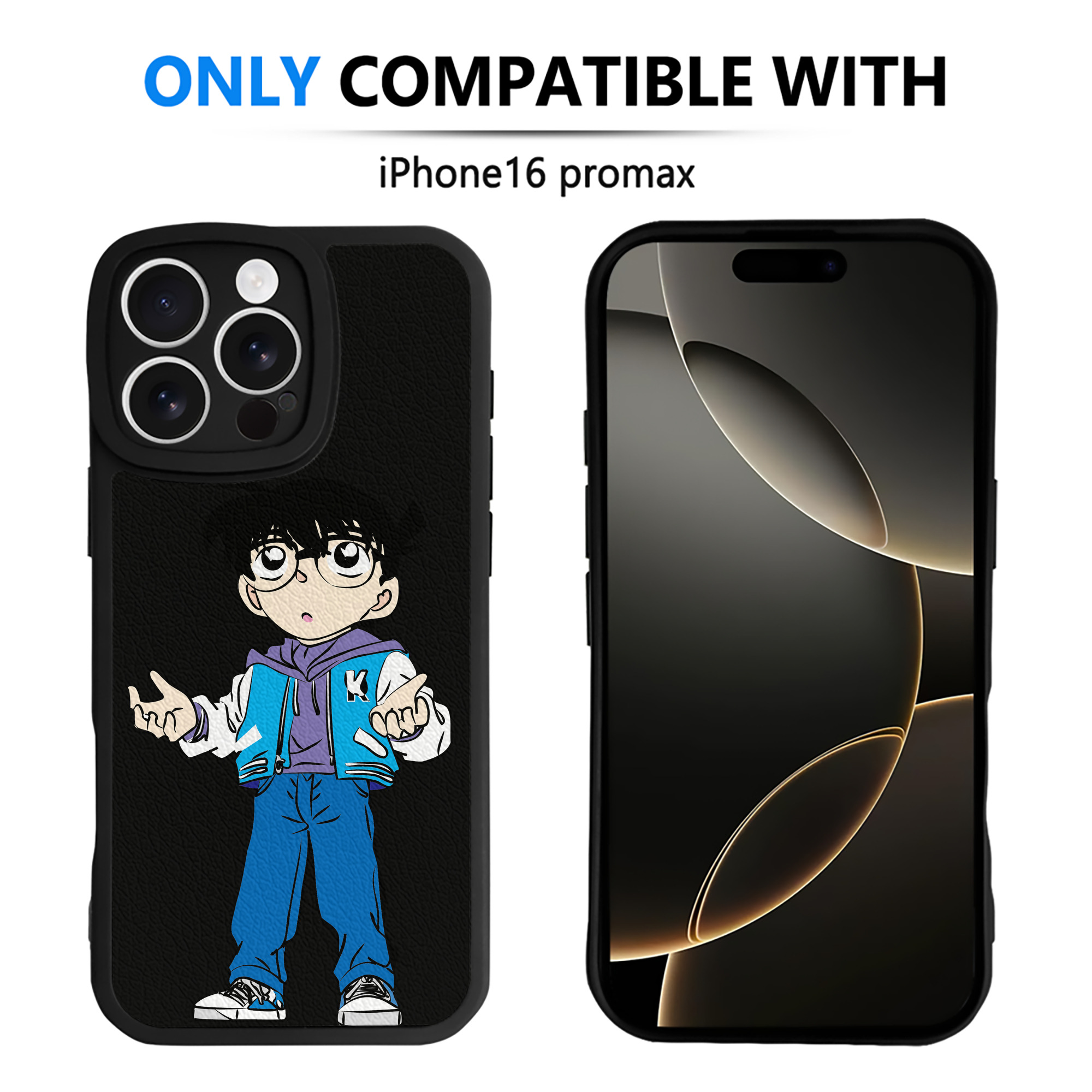 （画像用） 名探偵コナン 江戸川 コナン Detective Conan Conan Edogawa 【iPhone 16シリーズ対応】シリコンスマホケース（レザー調） 材質：シリコン
